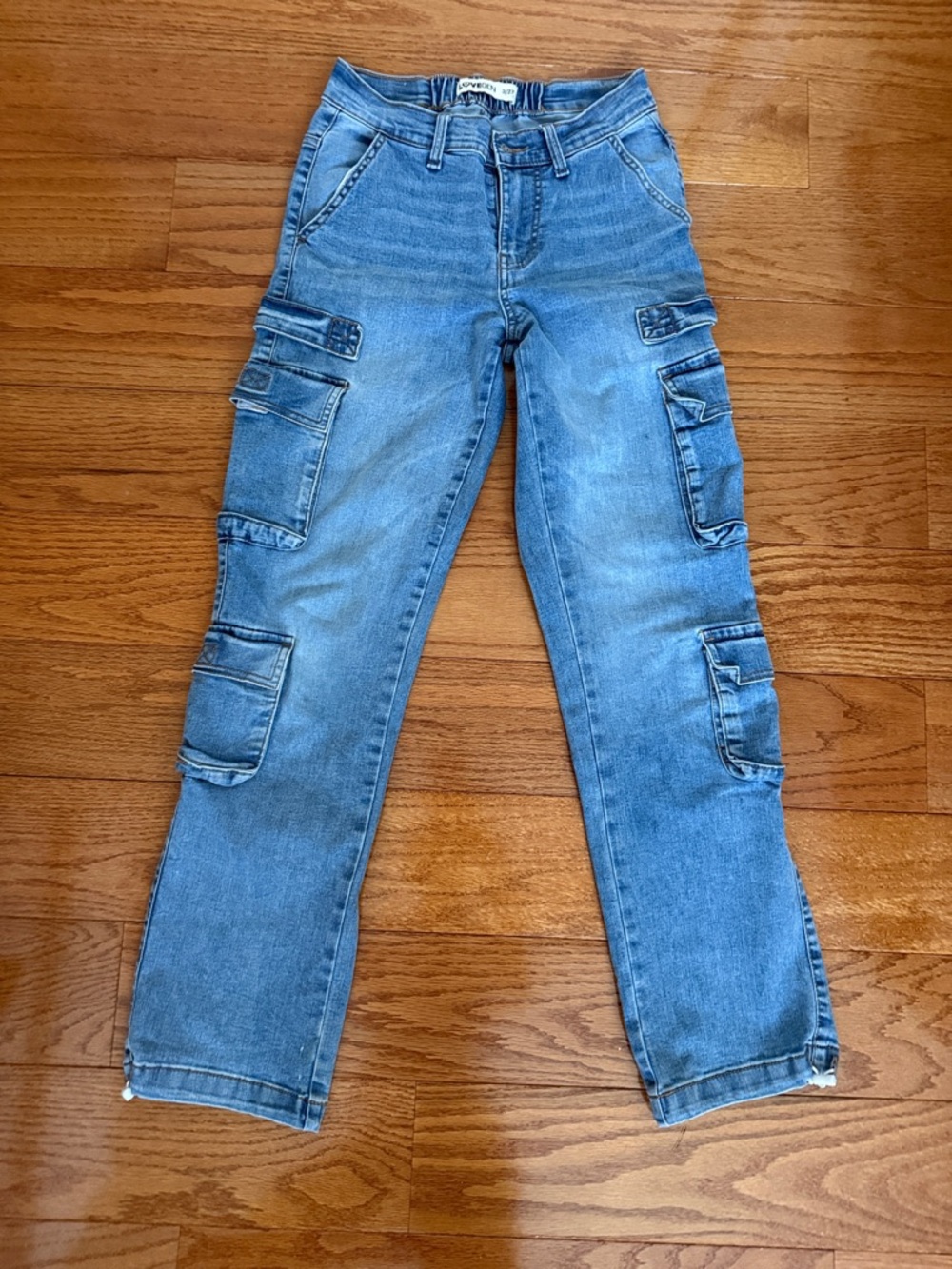 Kids Light Blue Cargo Jeans with Multiple Pockets